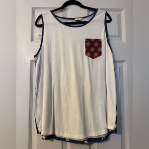 White and Blue Women's Tank Top with Star Pocket. Never worn